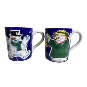 Starbucks Sberna-Deruta-Italy Pair Snowman & Snow woman Mugs CUTE